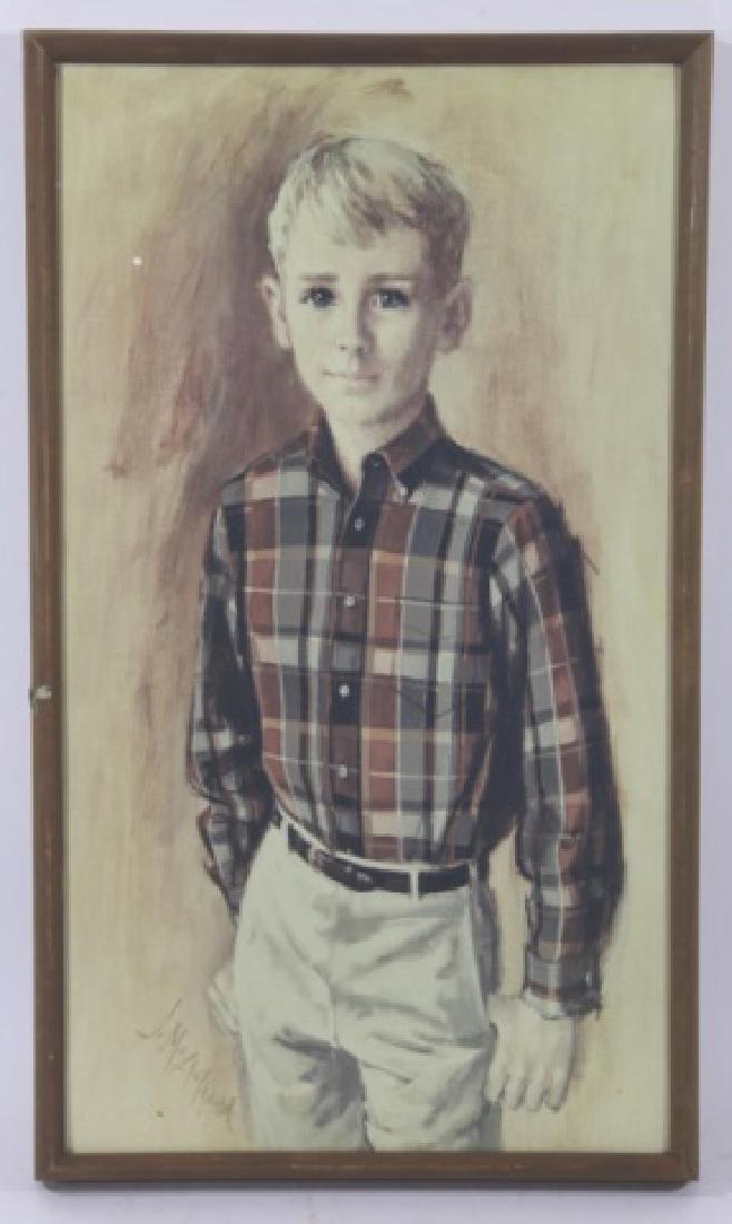 JOHN McCLELLAND (AMERICAN, 1919-2016) ORIGINAL: JOHN McCLELLAND (AMERICAN, 1919-2016) ORIGINAL OIL ON CANVAS PORTRAIT OF A YOUNG BOY F:25 X 15" S:23 X 13"