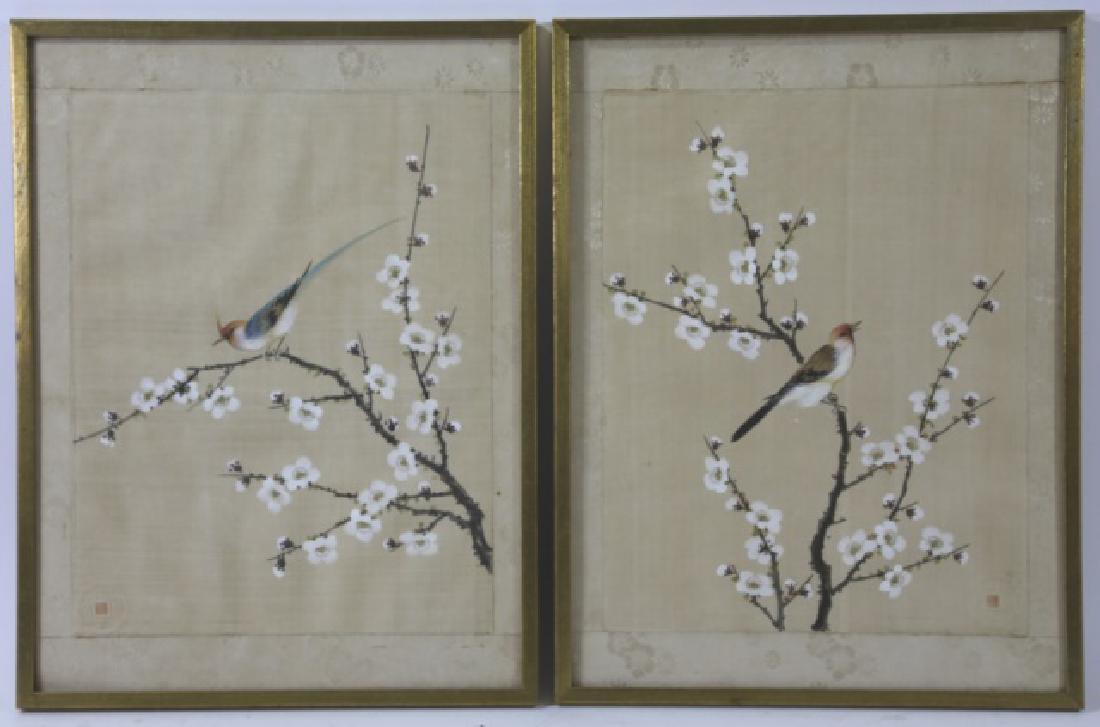 JAPANESE ANTIQUE VERY FINE WORKS ON SILK: JAPANESE ANTIQUE VERY FINE WORKS ON SILK 16 X 12" EACH 13 X 10" EACH