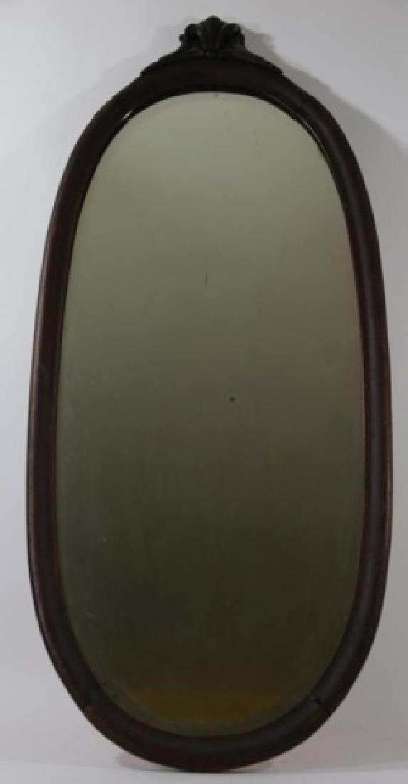 VICTORIAN  OAK  HAND CARVED OVAL MIRROR (1 of 7)