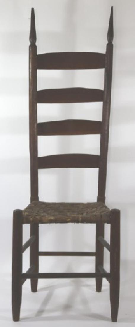 AMERICAN ANTIQUE PRIMITIVE LADDER BACK SIDE CHAIR (1 of 6)