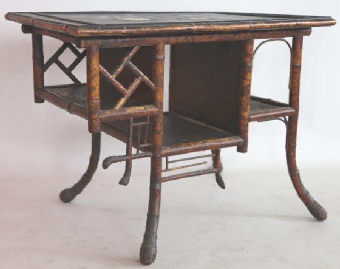 ENGLISH ANTIQUE BAMBOO DESK: ENGLISH ANTIQUE BAMBOO DESK 29" X 37" X 24"