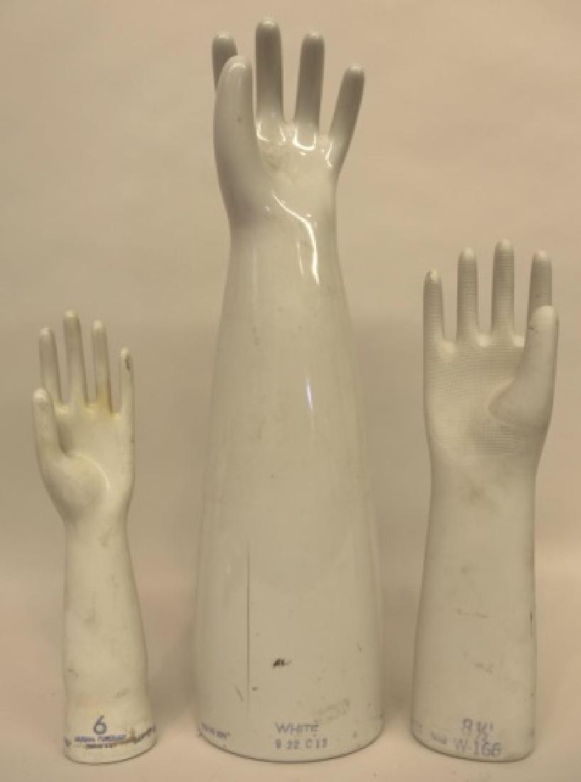 ANTIQUE PORCELAIN GLOVE MOLDS: ANTIQUE PORCELAIN GLOVE MOLDS 16, 23, 14" EACH
