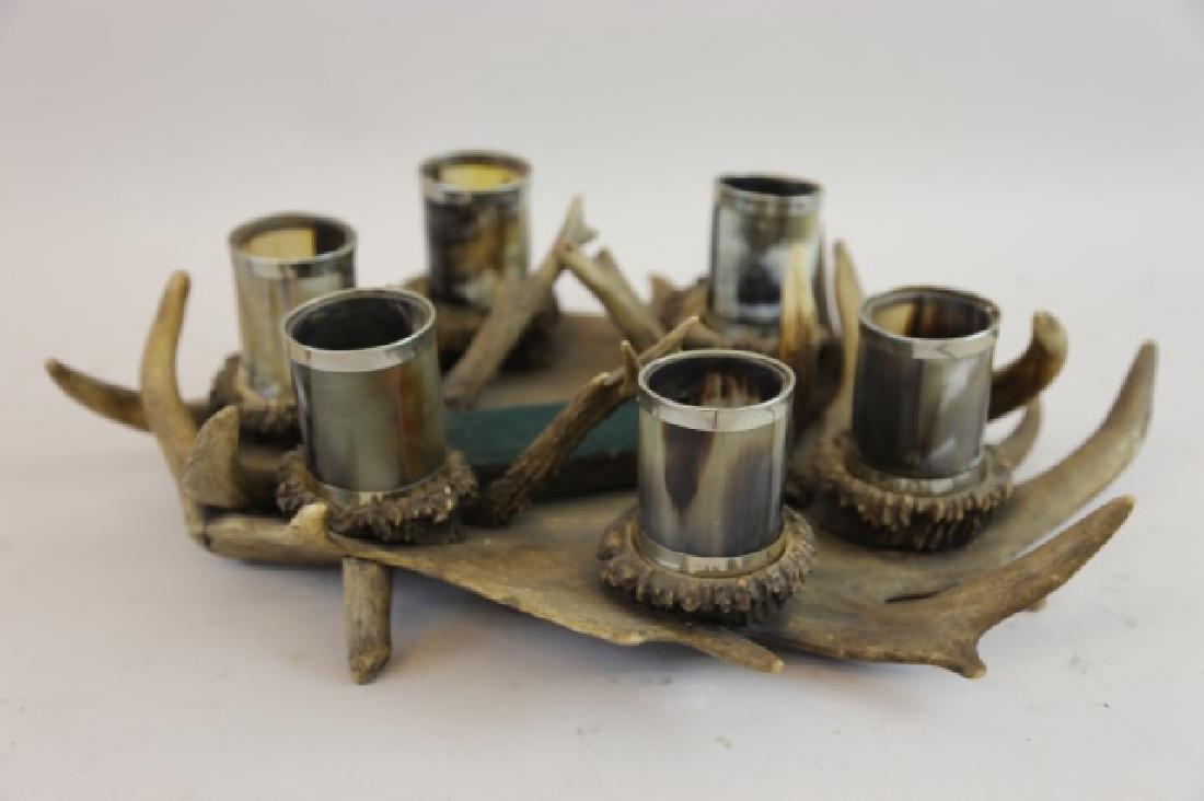 BLACK FOREST HORN TRAY WITH LIBATION CUP SET (1 of 10)