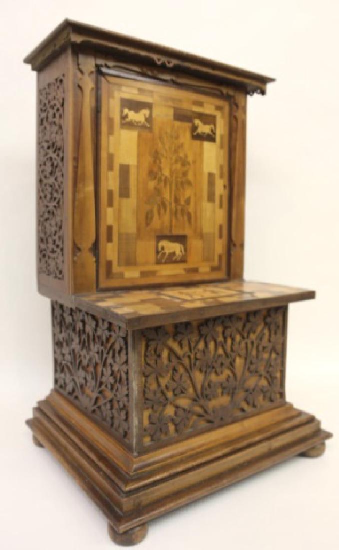 ENGLISH ANTIQUE INLAID GENTLEMEN'S SMOKING VALET: ENGLISH ANTIQUE FINE INLAID GENTLEMEN'S SMOKING VALET 25 X 16 X 13"