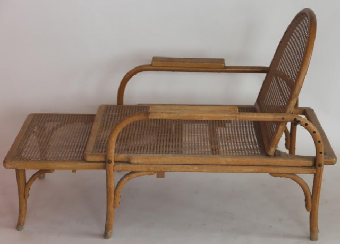 FRENCH ANTIQUE RATTAN HAND CANED RECLINER RACOMIE: ANTIQUE RATTAN HAND CANED RECLINER RACOMIE THONET STYLE 32 X 28 X 55"