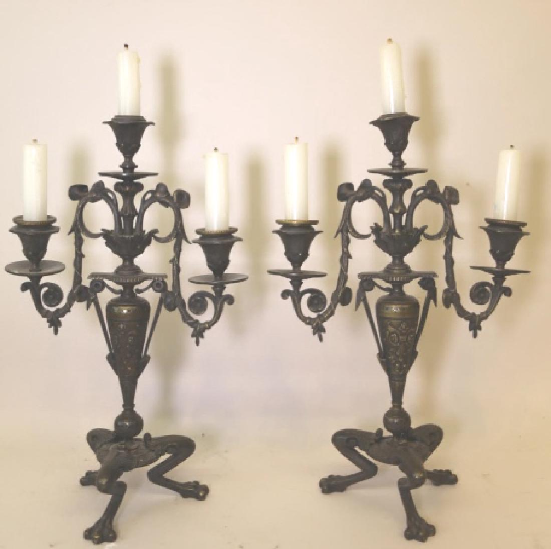 FRENCH 19TH  C.  BRONZE PAW FOOT CANDLEABRA (1 of 7)