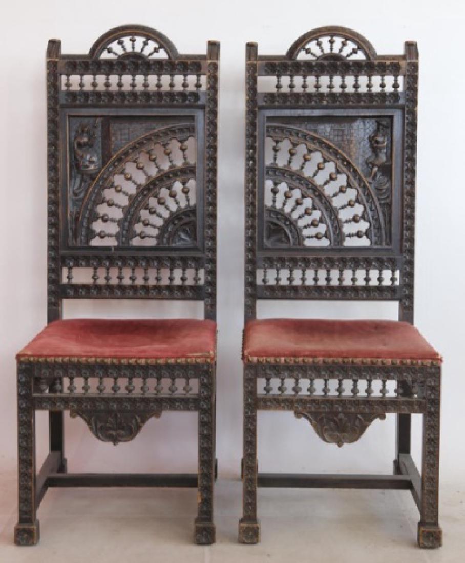 FLEMISH ANTIQUE HAND TURNED & CARVED SIDE CHAIRS (1 of 6)