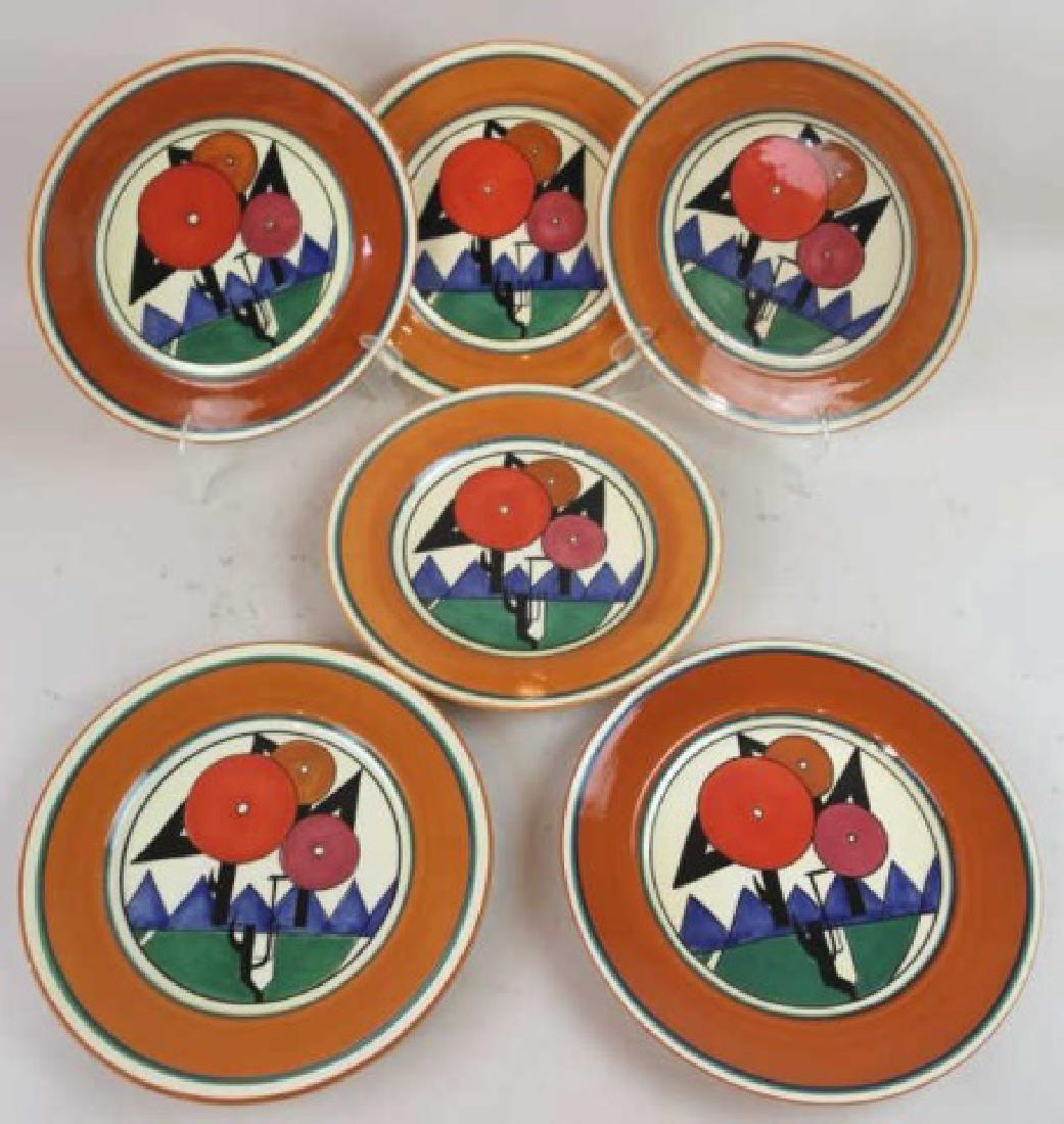 CLARICE CLIFF STYLE CERAMIC PLATE GROUPING (1 of 6)