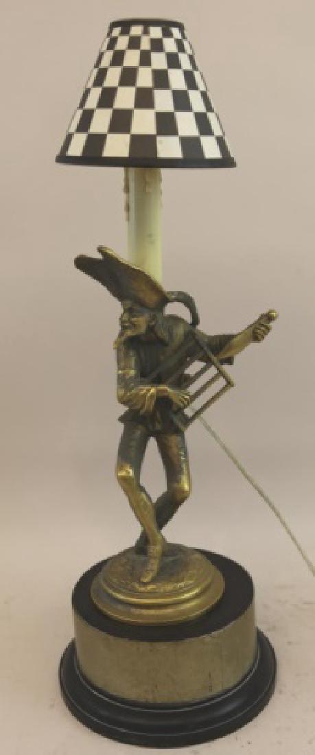 FRENCH BRONZE PATINA  MUSICIAN  PLAYER LAMP (1 of 4)