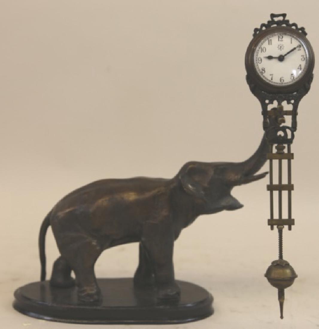 FRENCH DECORATIVE BRONZE PATINA  SWINGER CLOCK (1 of 5)