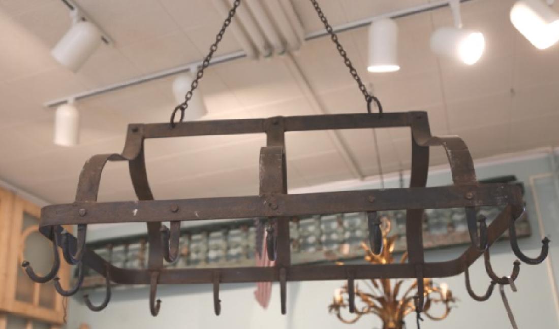 FRENCH ANTIQUE IRON LARGE HANGING POT HANGER (1 of 6)