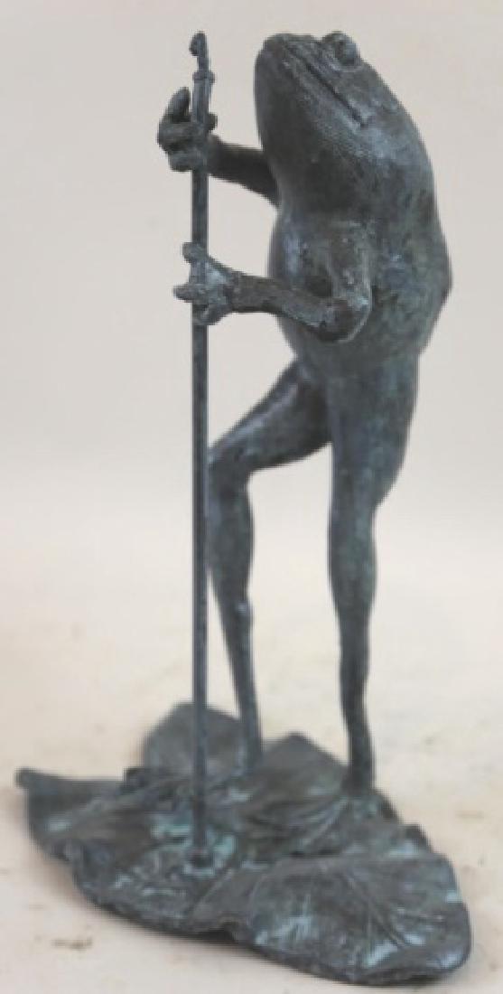 DECORATIVE BRONZE PATINA  FROG CANDLE HOLDER (1 of 4)