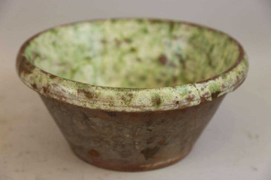 FRENCH LARGE PRIMITIVE CERAMIC POTTERY BOWL (1 of 6)