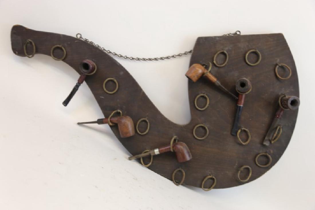 ANTIQUE HANGING PIPE RACK W/ PIPES (1 of 7)