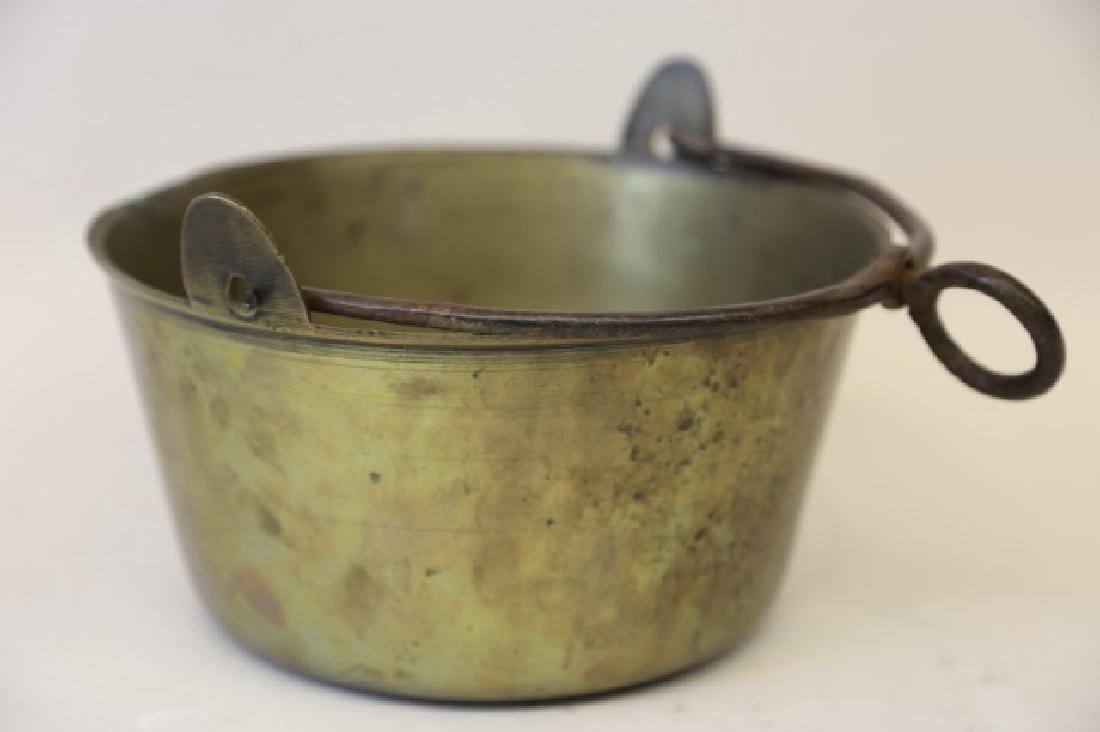 ENGLISH ANTIQUE PRIMITIVE BRASS & IRON  PAIL (1 of 5)
