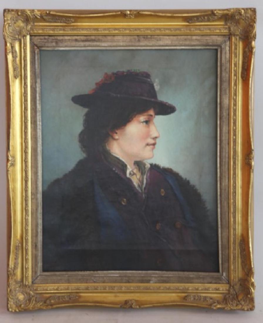 ENGLISH ANTIQUE UNSIGNED PORTRAIT OF A  LADY (1 of 5)