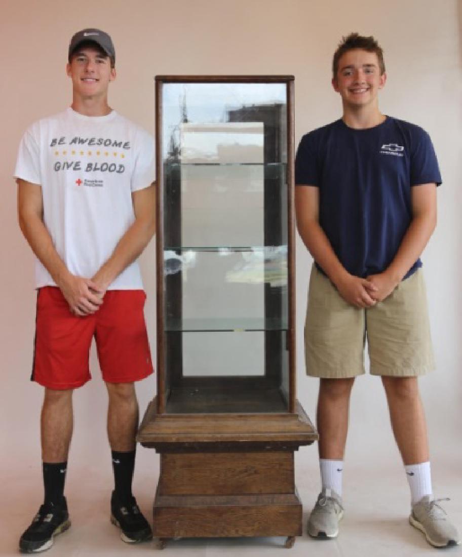 AMERICAN ANTIQUE OAK TALL STORE/ PASTRY DISPLAY CABINET (1 of 5)