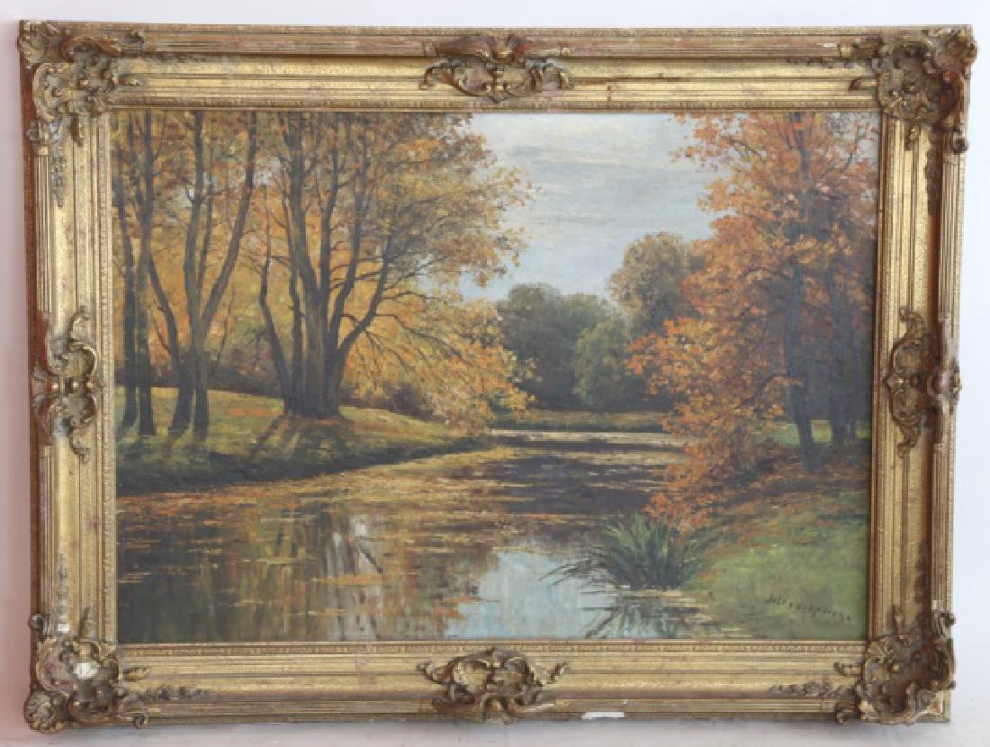 BELGIUM ILLEGIBLY SIGNED FALL LANDSCAPE OOC (1 of 6)