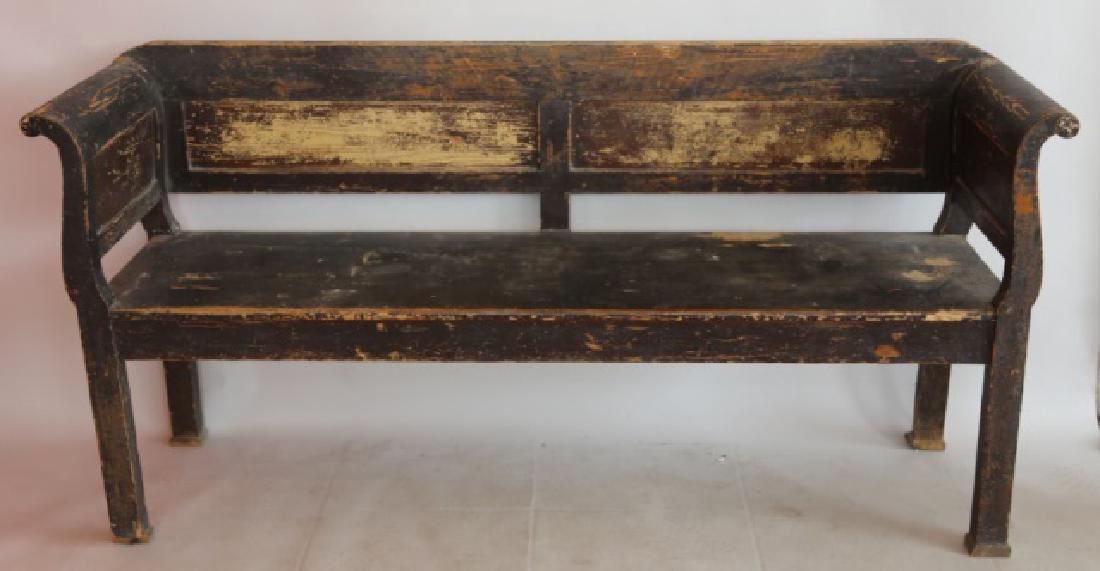 ENGLISH ANTIQUE PAINT DECORATED BENCH / DAY BED (1 of 4)