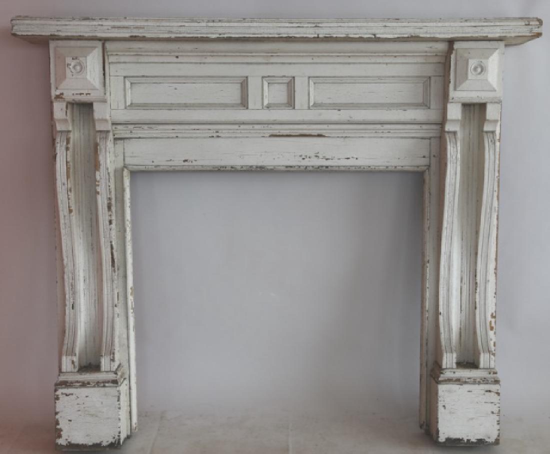 ANTIQUE PRIMITIVE PAINT DECORATED FIREPLACE MANTLE (1 of 4)