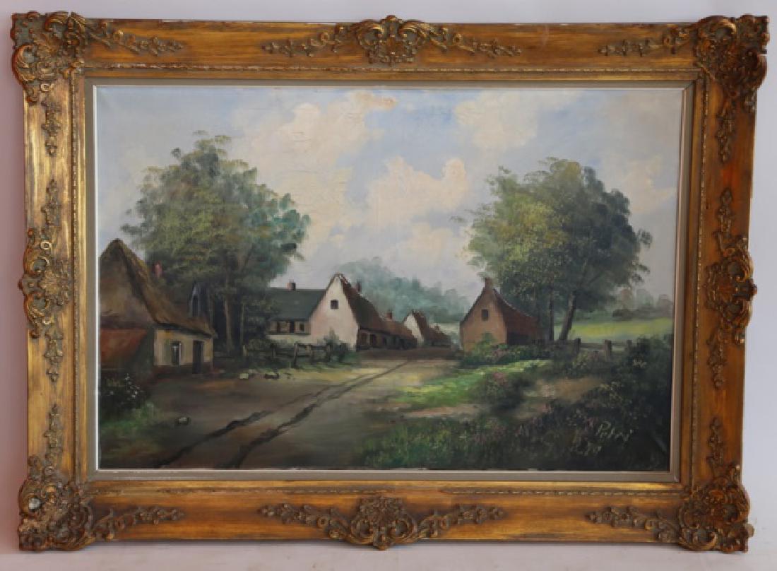 FRENCH ILLEGIBLY SIGNED  LANDSCAPE OIL ON CANVAS (1 of 6)