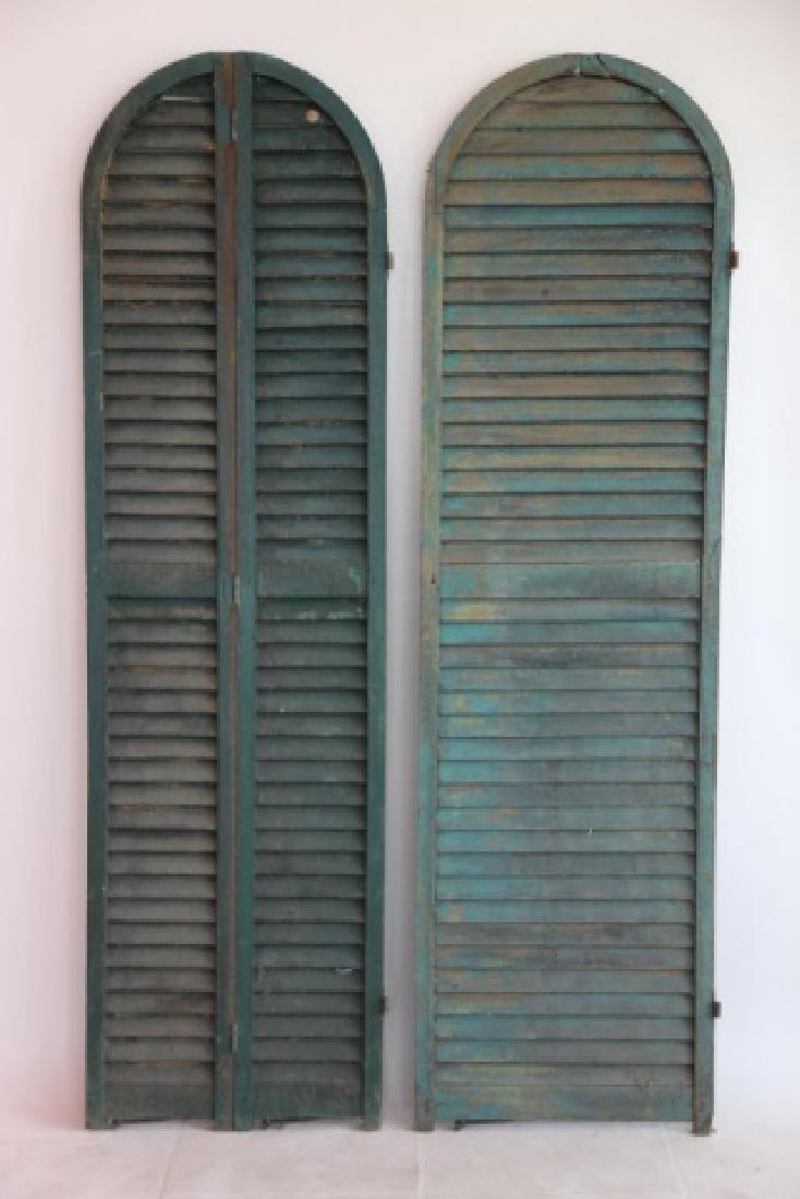 ENGLISH ANTIQUE DOME TOP LOUVERED SHUTTERS: ENGLISH ANTIQUE DOME TOP LOUVERED ARCHITECTURAL SHUTTERS 78 X 22" EACH