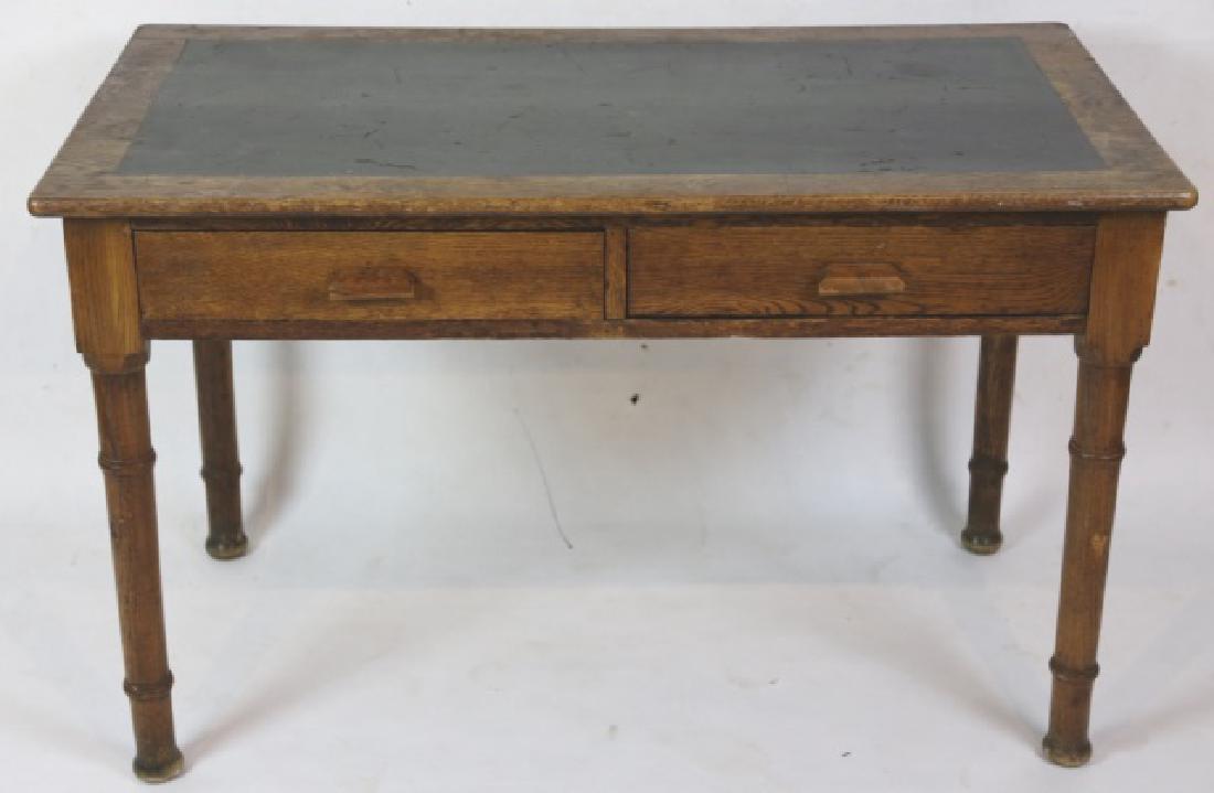 AMERICAN ANTIQUE OAK WRITING TABLE (1 of 6)