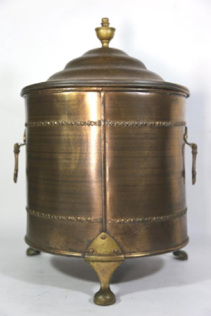 ENGLISH ANTIQUE BRASS ASHCAN: ENGLISH ANTIQUE BRASS ASHCAN 18 X 12"