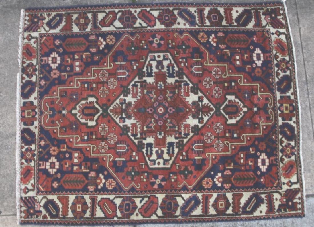 PERSIAN ANTIQUE HAND WOVEN AREA CARPET: PERSIAN ANTIQUE HAND WOVEN AREA CARPET 80 X 64"