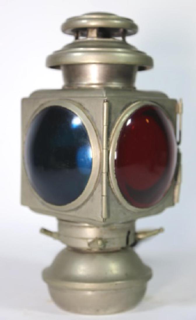 E & J DETROIT 1908 BRASS AUTO CAR CARRIAGE LIGHT: E & J DETROIT 1908 BRASS AUTOMOBILE CAR CARRIAGE OIL LANTERN, LAMP LIGHT; 11" X 6"