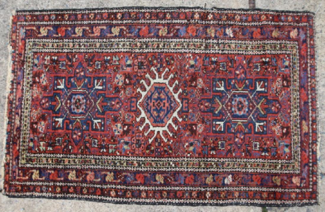 PERSIAN ANTIQUE HAND WOVEN AREA CARPET: PERSIAN ANTIQUE HAND WOVEN AREA CARPET 48 X 31"