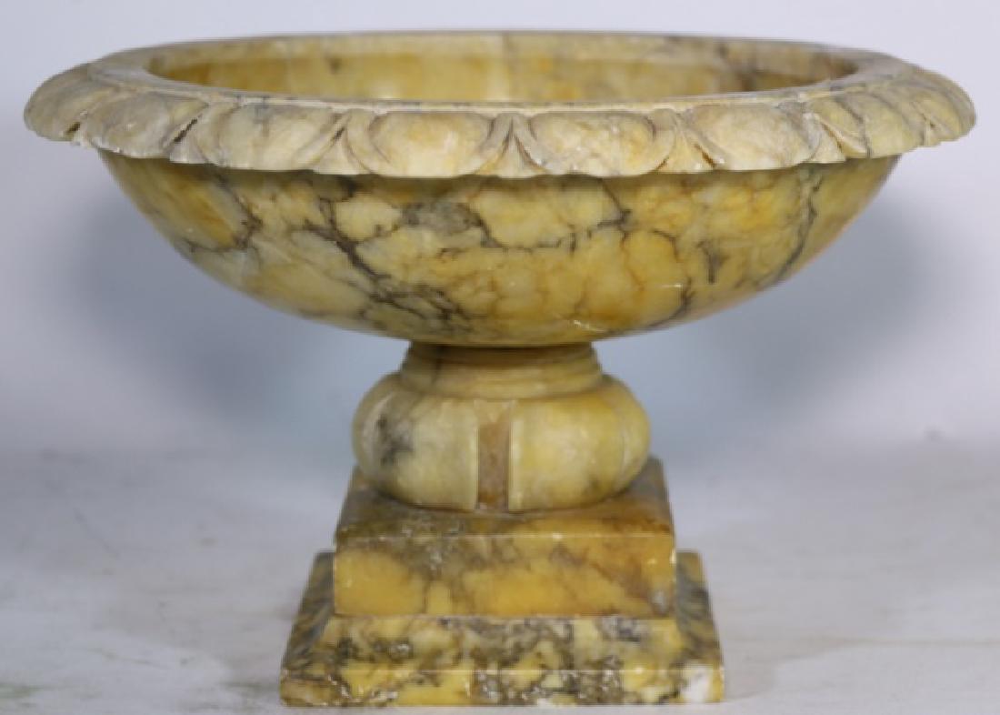 VICTORIAN ERA ANTIQUE ALABASTER PEDESTAL COMPOTE: VICTORIAN ERA ANTIQUE ALABASTER PEDESTAL COMPOTE BOWL 7 X 11"