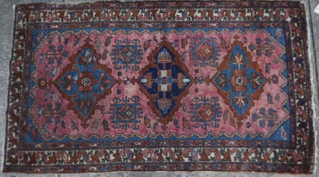 PERSIAN ANTIQUE CARPET: PERSIAN ANTIQUE CARPET 73 X 41"