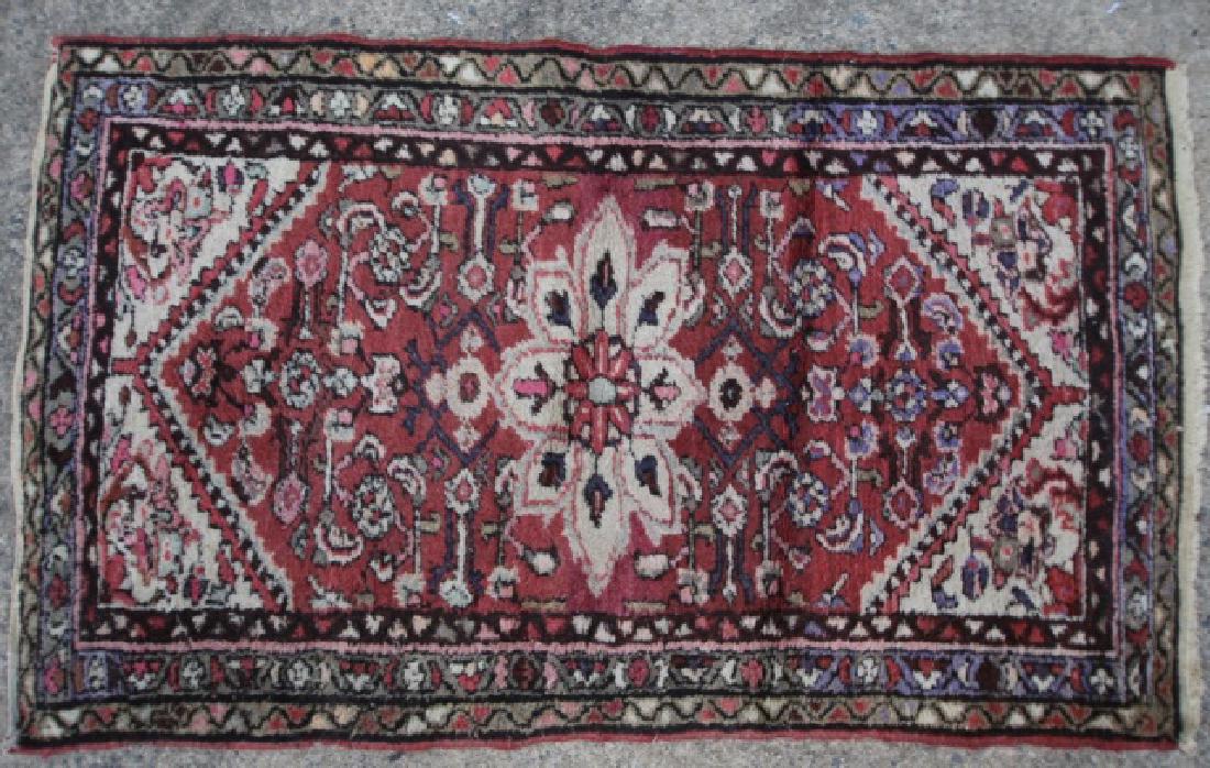 PERSIAN ANTIQUE HAND WOVEN AREA CARPET: PERSIAN ANTIQUE HAND WOVEN AREA CARPET 54 X 32"
