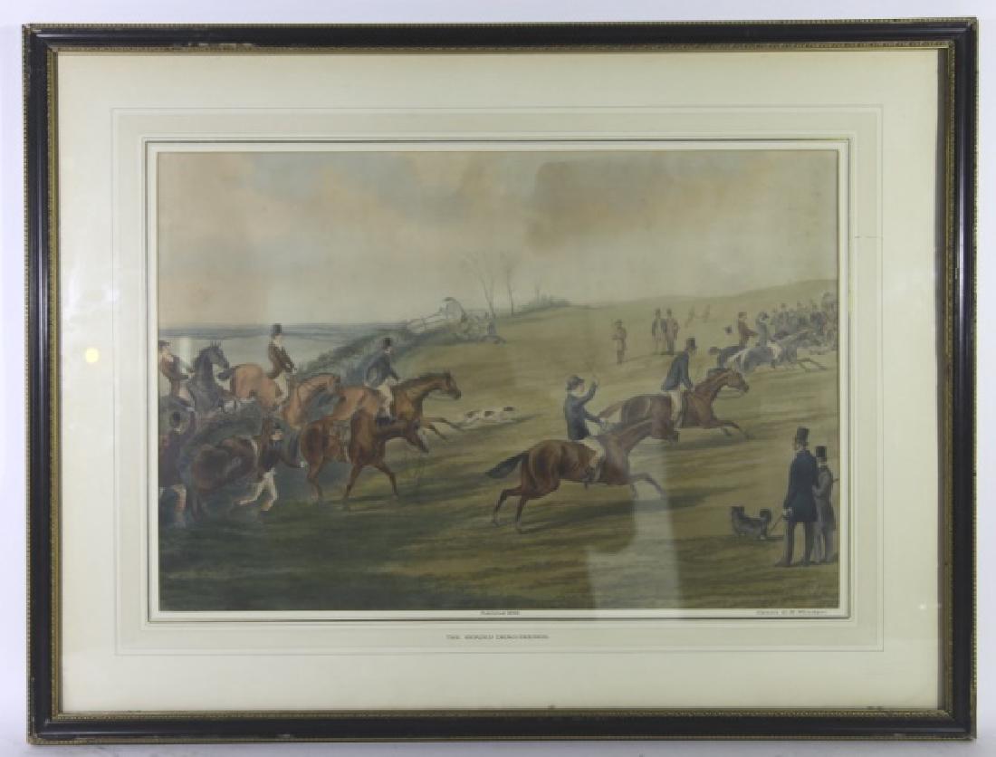 1848 CANNON G.R. WINTERS ENGLISH ANTIQUE HUNT WORK: CANNON G. R. WINTERS ENGLISH ANTIQUE HUNT PRINT "THE OXFORD DRAG HOUNDS" PUBLISHED 1848 22 X 28"