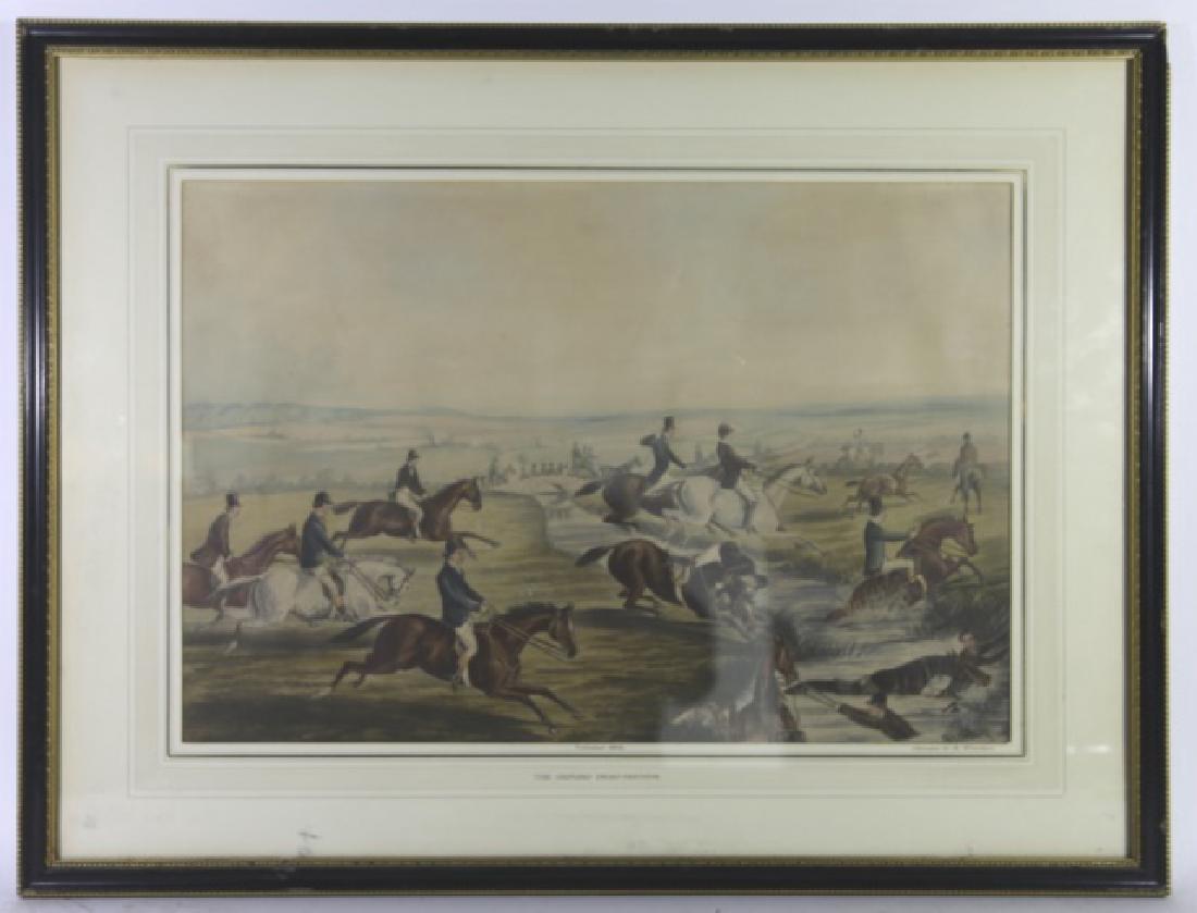 1848 CANNON G.R. WINTERS ENGLISH ANTIQUE HUNT WORK: 1848 CANNON G.R. WINTERS ENGLISH ANTIQUE HUNT WORK "THE OXFORD DRAG HOUNDS" 22 X 28"