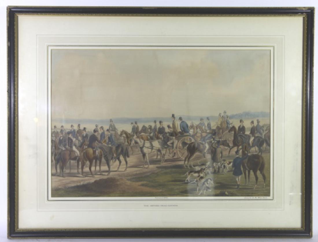 1848 CANNON G.R. WINTERS ENGLISH ANTIQUE HUNT WORK: 1848 CANNON G.R. WINTERS ENGLISH ANTIQUE HUNT WORK "THE OXFORD DRAG HOUNDS' 22 X 28"