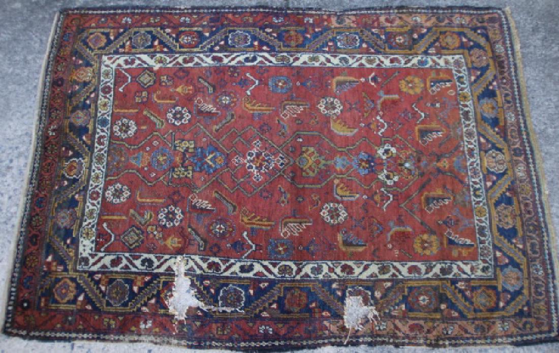 PERSIAN ANTIQUE HAND WOVEN AREA CARPET: PERSIAN ANTIQUE HAND WOVEN CARPET 70 X 48"