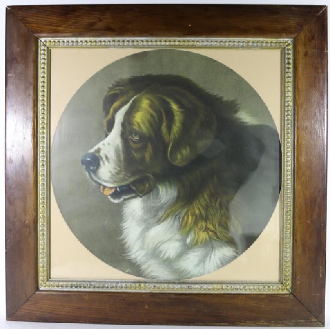 VICTORIAN CHROMOLITHOGRAPH OF ST. BERNARD: VICTORIAN CHROMOLITHOGRAPH OF ST. BERNARD, F: 24 X 24" S: 18 X 18"
