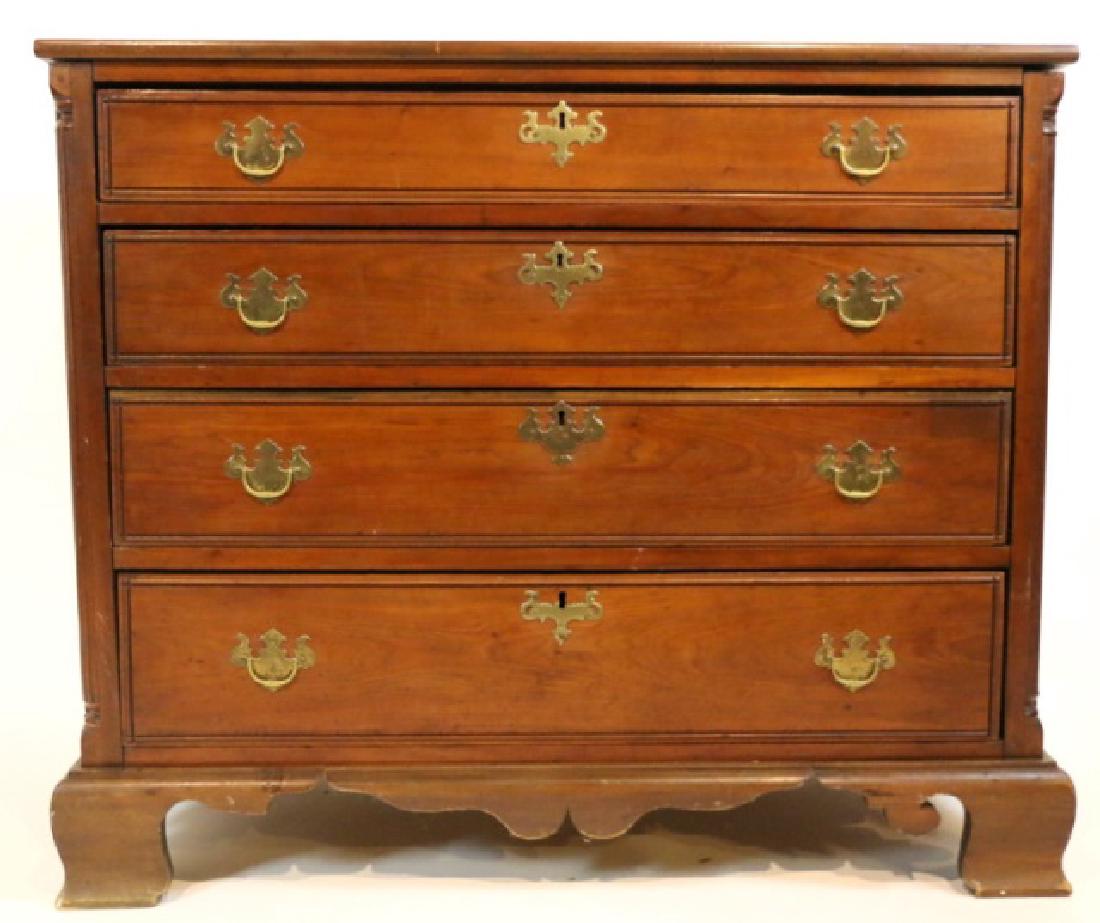 AMERCIAN SOUTHERN WALNUT ANTIQUE CHEST OF DRAWERS: AMERCIAN SOUTHERN WALNUT ANTIQUE CHEST OF DRAWERS WITH YELLOW PINE SCONDARY RESTING ON OGEE BRACKET FEET
