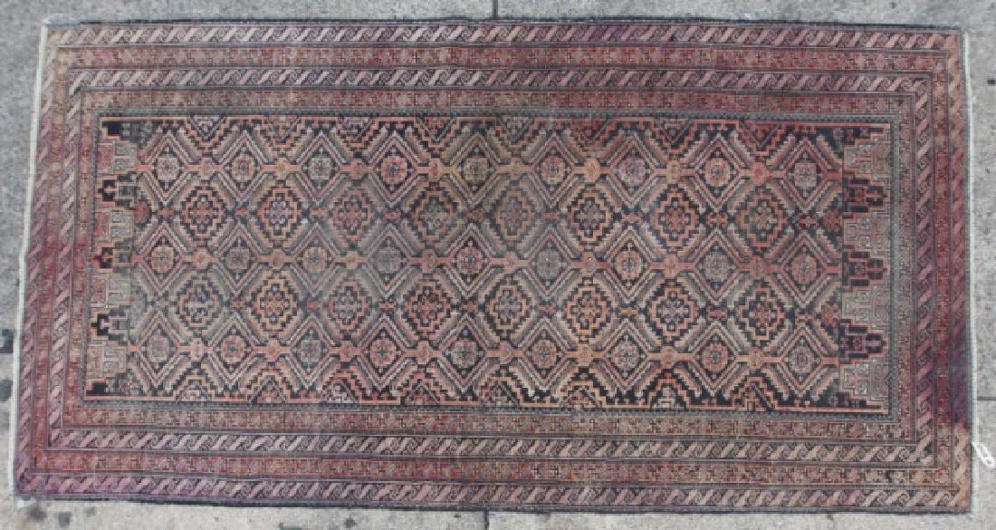PERSIAN ANTIQUE HAND WOVEN AREA RUG: PERSIAN ANTIQUE HAND WOVEN AREA RUG 87 X 44"