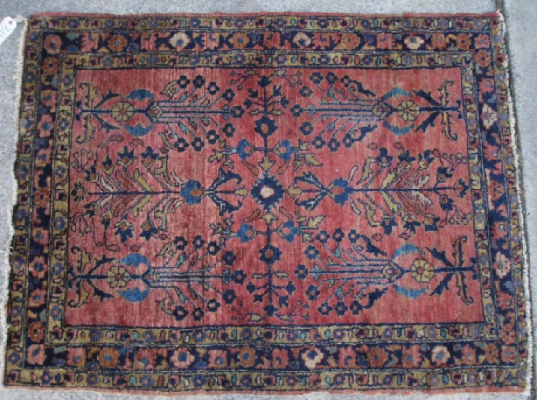 PERSIAN ANTIQUE HAND WOVEN AREA CARPET: PERSIAN ANTIQUE HAND WOVEN AREA CARPET 55 X 40"