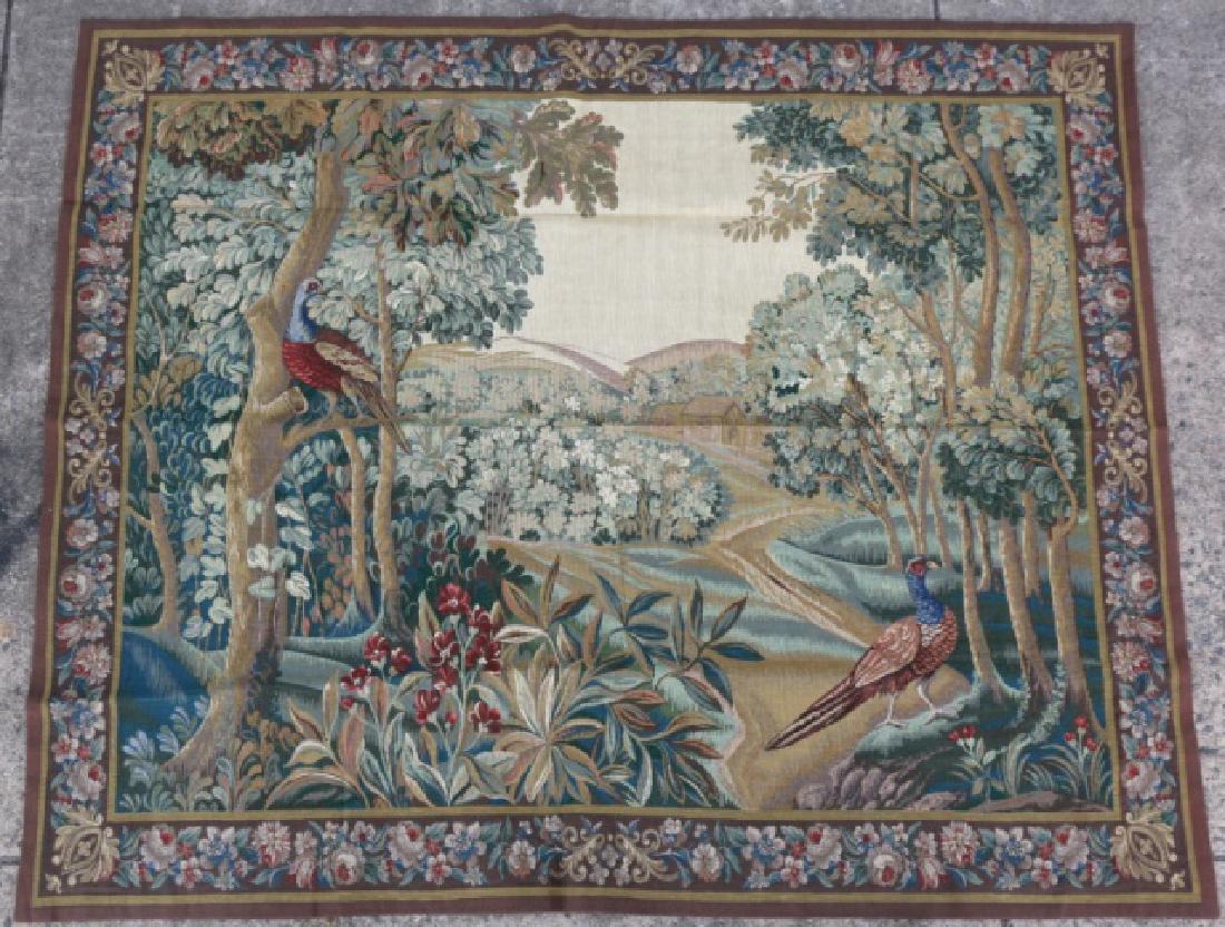 FRENCH AUBUSSON CLASSICAL HANGING TAPESTRY: FRENCH AUBUSSON CLASSICAL HANGING TAPESTRY 69 X 56"