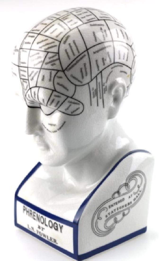 L.N. FOWLER PHRENOLOGY PORCELAIN CRAINIA BUST: PHRENOLOGY PORCELAIN CRAINIA BUST 10 X 6 X 6"