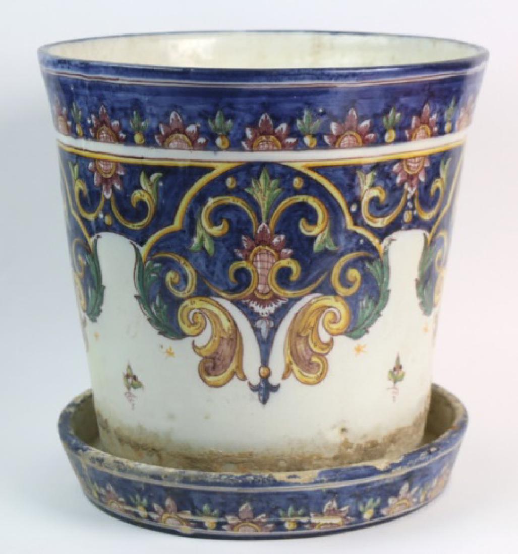 ITALIAN ANTIQUE CERAMIC PLANTER: ITALIAN ANTIQUE CERAMIC PLANTER 13" X 14"