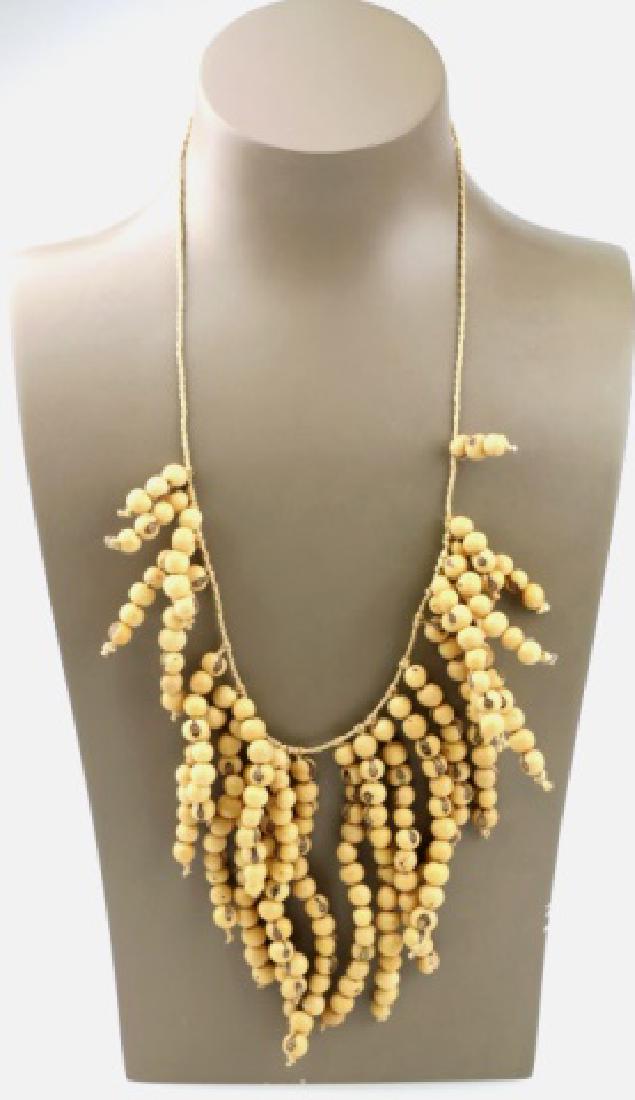 AFRICAN ANTIQUE NATURAL BEAN BEAD NECKLACE: NATIVE AMERICAN ANTIQUE NATURAL BEAN BEAD NECKLACE