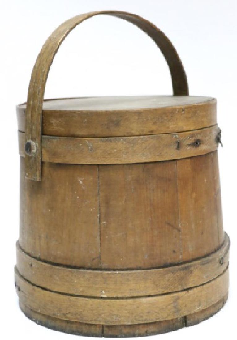 ANTIQUE PRIMITIVE SHAKER BUCKET / BASKET: ANTIQUE PRIMITIVE SHAKER BUCKET / BASKET 15 X 11"