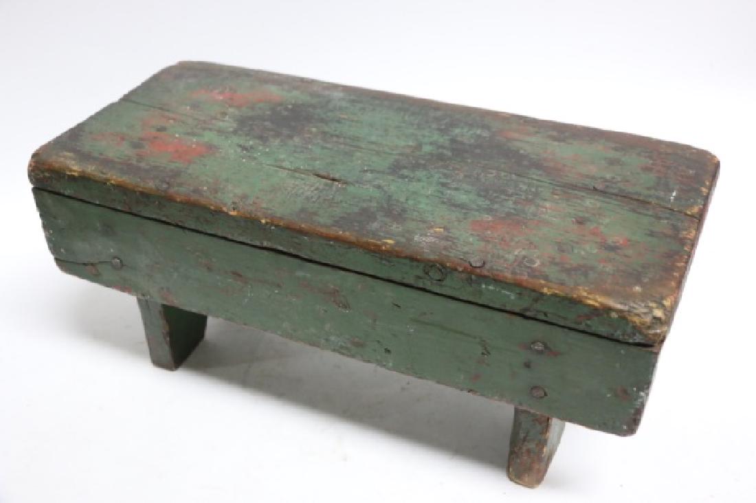 ANTIQUE COUNTRY STORE ORIGINAL PAINT STOOL: ANTIQUE COUNTRY STORE ORIGINAL PAINT STOOL 8 X 17 X 7.5"