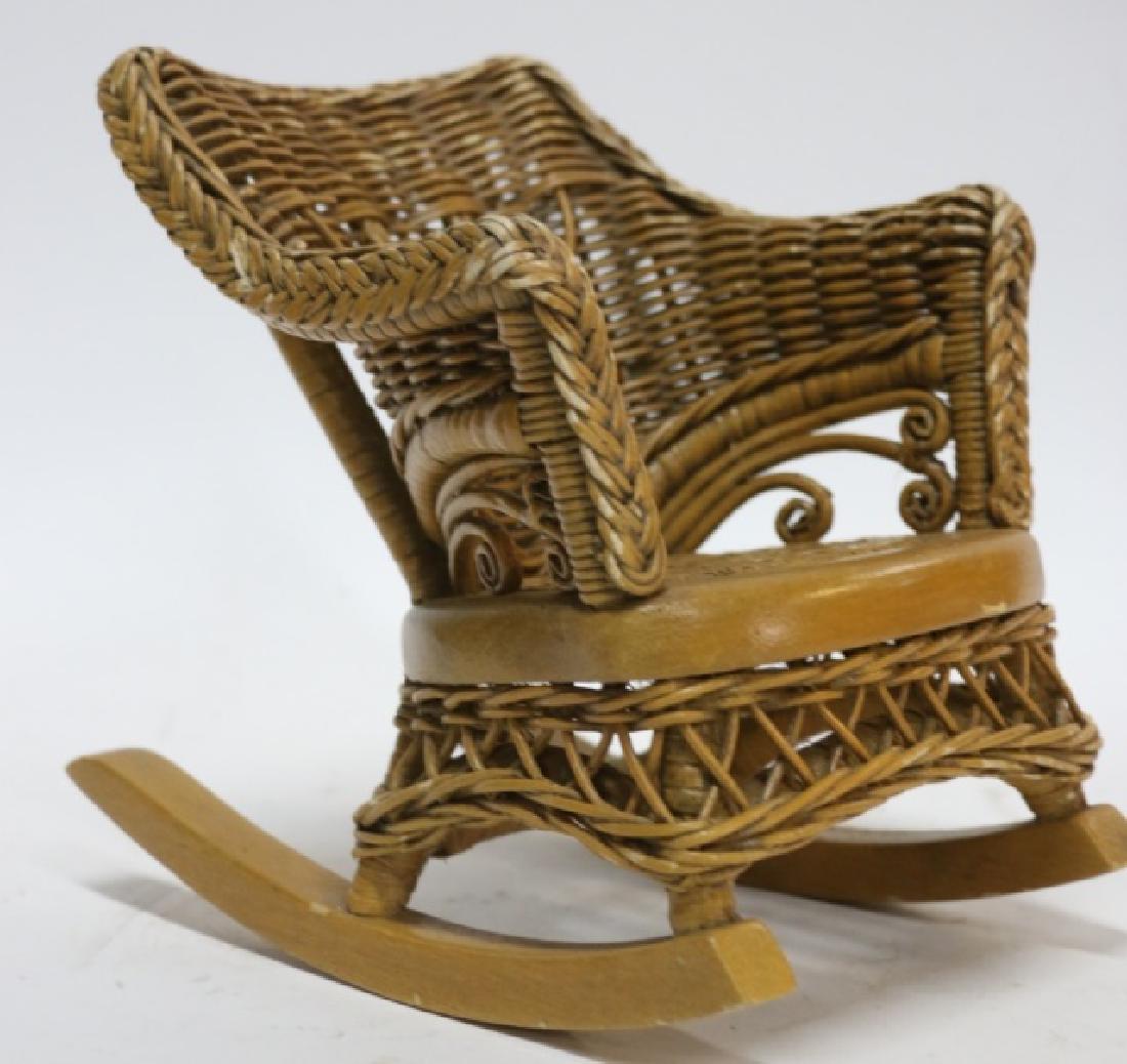 CHILDS ANTIQUE SAMPLER ROCKER: CHILDS ANTIQUE SAMPLER ROCKER 8 X 6 X 9"