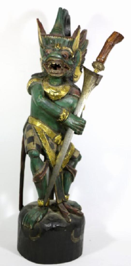 HANUMAN BALI / JAVA HAND CARVED KERIS HOLDER: HANUMAN BALI / JAVA INDONESIAN HANDCARVED KERIS WEAPON HOLDER 27 X 8"
